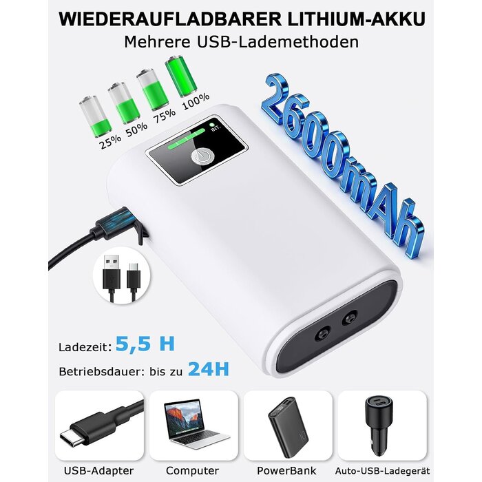 Tragbare Aquarium-Luftpumpe USB-Akku 2 Ausgänge - 31% Rabatt