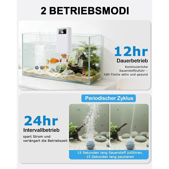 Tragbare Aquarium-Luftpumpe USB-Akku 2 Ausgänge - 31% Rabatt
