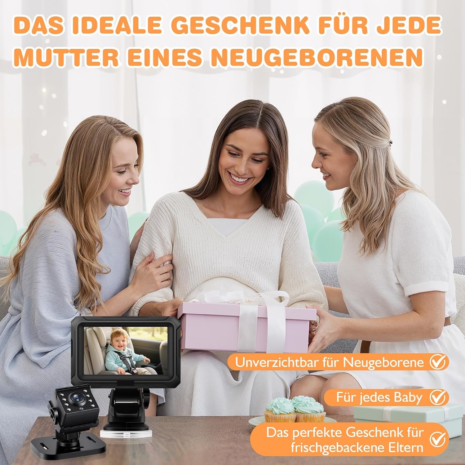 Baby-Autokamera 1080P mit Nachtsicht - 32% Rabatt