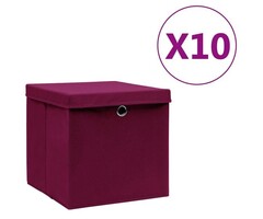 Vidaxl 10er Set Aufbewahrungsboxen 28x28x28cm Dunkelrot - 33% Rabatt