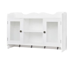 Vidaxl Wandregal mit Vitrinentüren & Haken Weiß 68x44cm - 34% Rabatt