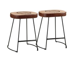 Vidaxl Barhocker 2er-Set Dunkelbraun Retro-Design - 34% Rabatt - Ausgepackt