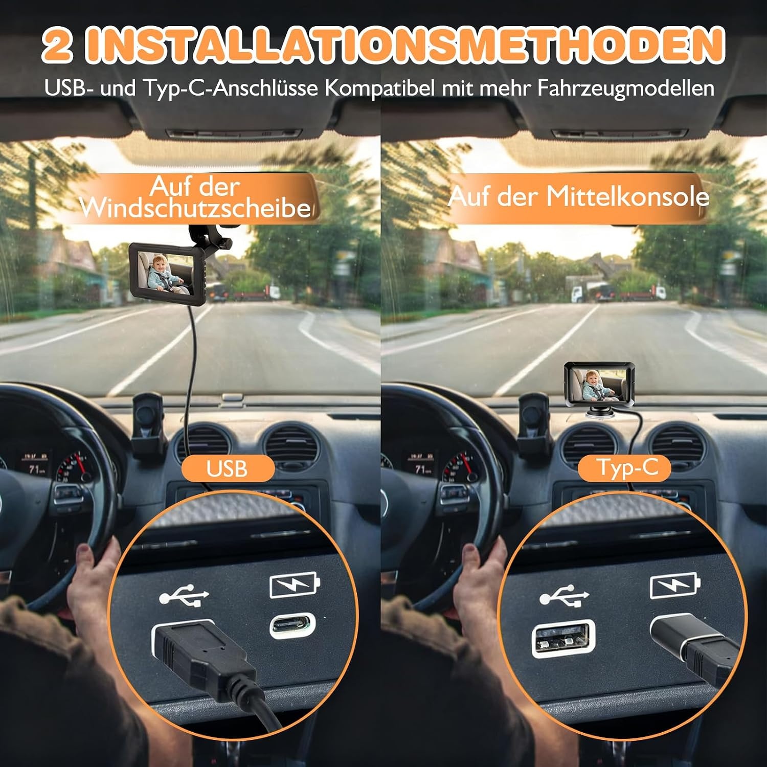 Baby-Autospiegel mit 1080P Kamera - 32% Rabatt - Schwarz