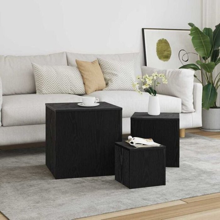 3-tlg. Beistelltisch-Set Schwarz-Eiche, 45cm - 32% Rabatt