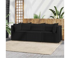 Vidaxl 3-teiliges Poly-Rattan Loungeset - Schwarz - 35% Rabatt - Ausgepackt