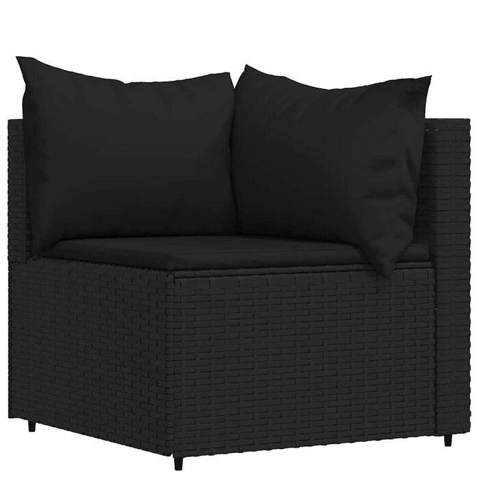 3-teiliges Poly-Rattan Loungeset - Schwarz - 35% Rabatt - Ausgepackt