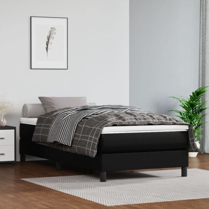 Bettgestell Kunstleder schwarz 90x190 cm - 34% Rabatt