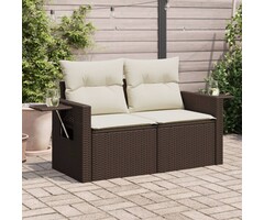 Vidaxl Polyrattan Gartenbank 2-Sitzer mit Ablagetisch - Braun - 47% Rabatt