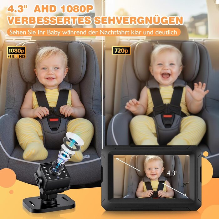 Baby-Autospiegel mit 1080P HD-Kamera - 32% Rabatt