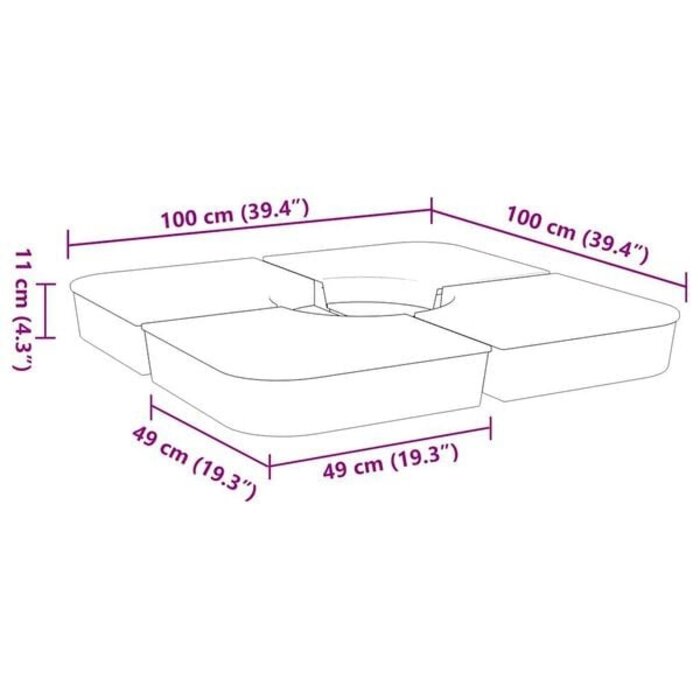 Sonnenschirm-Fuß Set für Kreuzständer, 100 kg, Anthrazit - 34% Rabatt