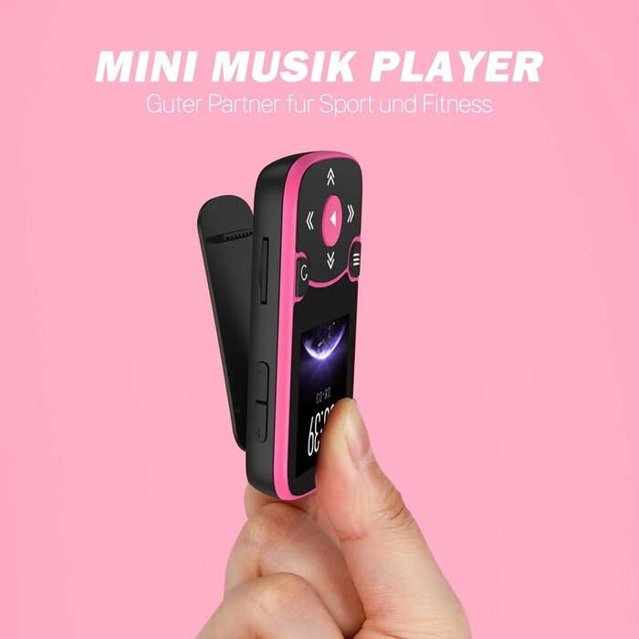 Sport MP3-Player 64GB Bluetooth 5.3 Magenta - 33% Rabatt