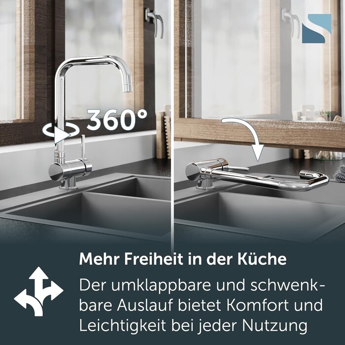 Vorfenster-Küchenarmatur, 360° schwenkbar, verchromt - 34% Rabatt