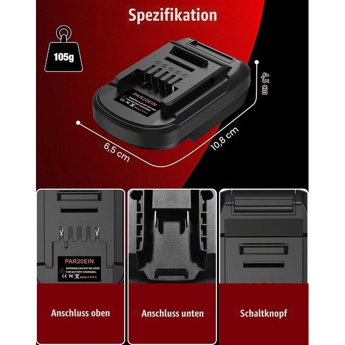 Akku-Adapter für Parkside 20V auf Einhell 18V - 29% Rabatt
