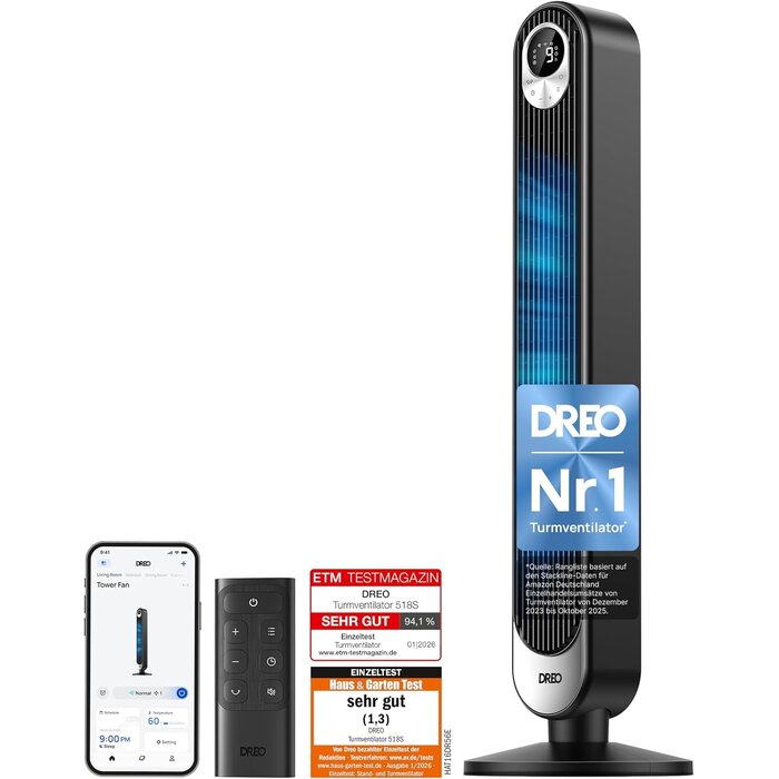 42 Zoll Turmventilator, Schwarz - 34% Rabatt auf dieses Outlet-Produkt