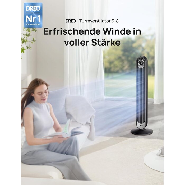42 Zoll Turmventilator in Schwarz - 34% Rabatt - Leise & Leistungsstark
