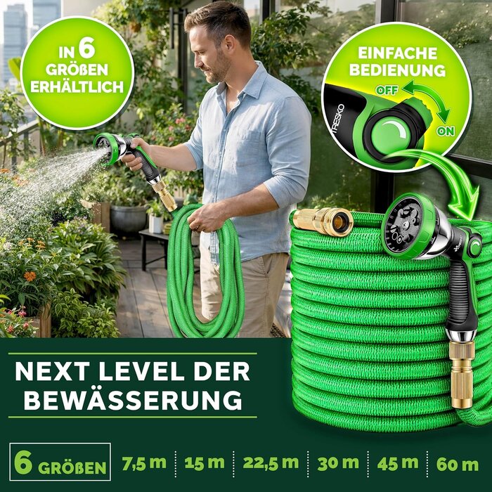 Flexibler Gartenschlauch 30m mit 10-Funktionen-Spritze - 33% Rabatt