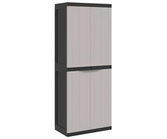 Vidaxl Gartenschrank aus Polypropylen 65x37x165 cm - Grau/Schwarz - 35% Rabatt