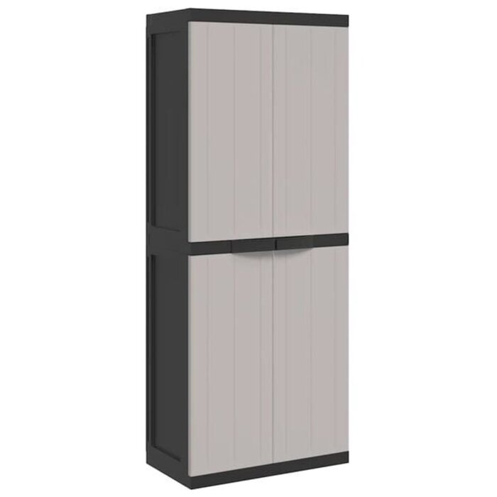 Gartenschrank aus Polypropylen 65x37x165 cm - Grau/Schwarz - 35% Rabatt