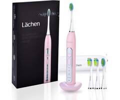 Elektrische Schallzahnbürste Rosa - 42% Rabatt - 4 Bürstenköpfe & Reiseetui