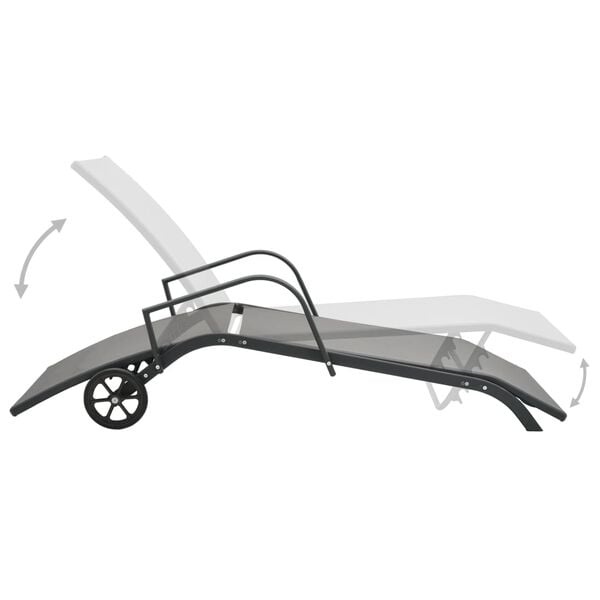 Sonnenliege Stahl/Textilene Grau - 34% Rabatt - 200 x 58 x 32 cm