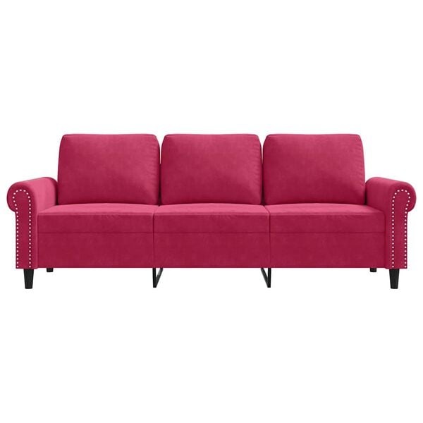 3-Sitzer Sofa Samt Weinrot 180 cm - 35% Rabatt