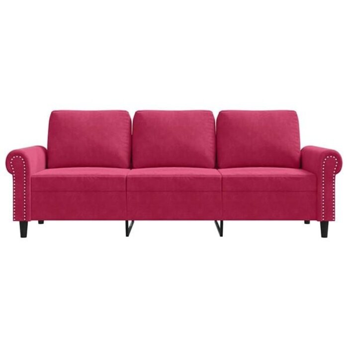 3-Sitzer Sofa Samt Weinrot 180 cm - 35% Rabatt