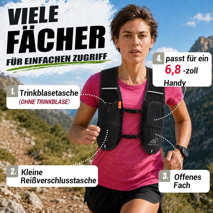 Laufweste 6L Trinkblase - Schwarz und Blau - 500ml - 31% Rabatt