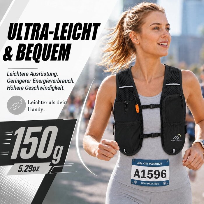 Laufweste 6L Trinkblase - Schwarz und Blau - 500ml - 31% Rabatt