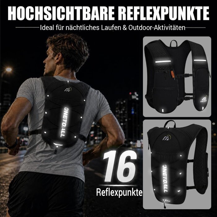 Laufweste 6L Trinkblase - Schwarz und Blau - 500ml - 31% Rabatt