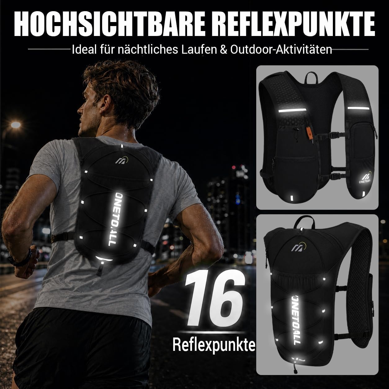Laufweste 6L Trinkblase - Schwarz und Blau - 500ml - 31% Rabatt