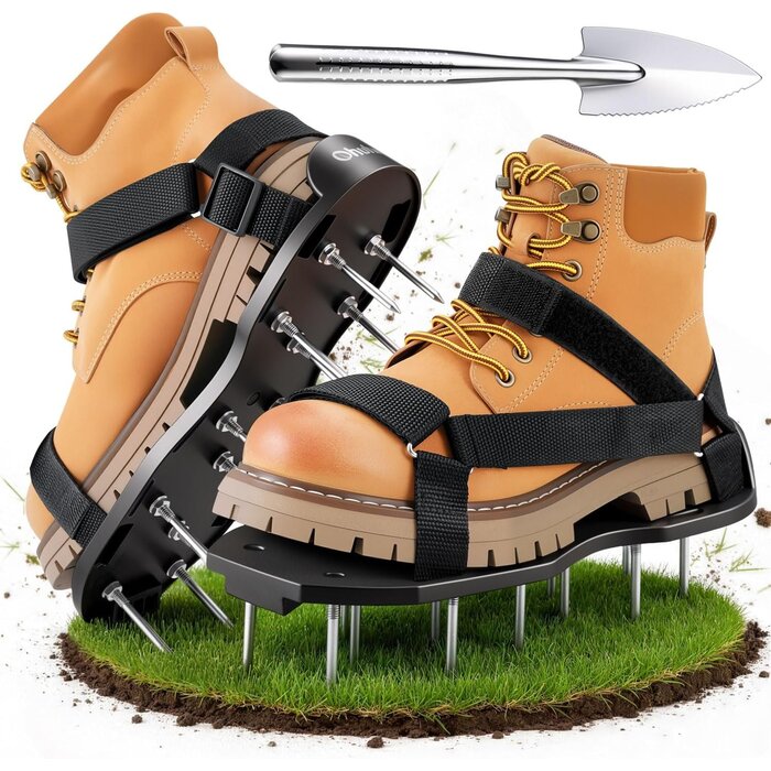 Rasenbelüfter-Schuhe mit Spikes & Schaufel - 31% Rabatt