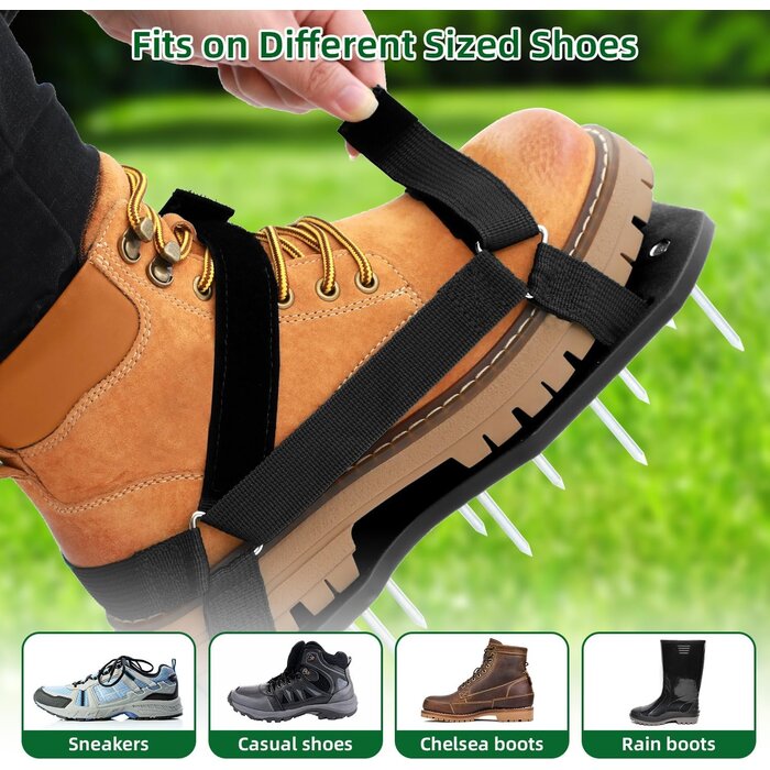 Rasenbelüfter-Schuhe mit Spikes & Schaufel - 31% Rabatt