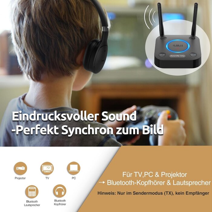 Bluetooth 5.3 TV-Sender aptX HD/LL - Dual Link - 32% Rabatt