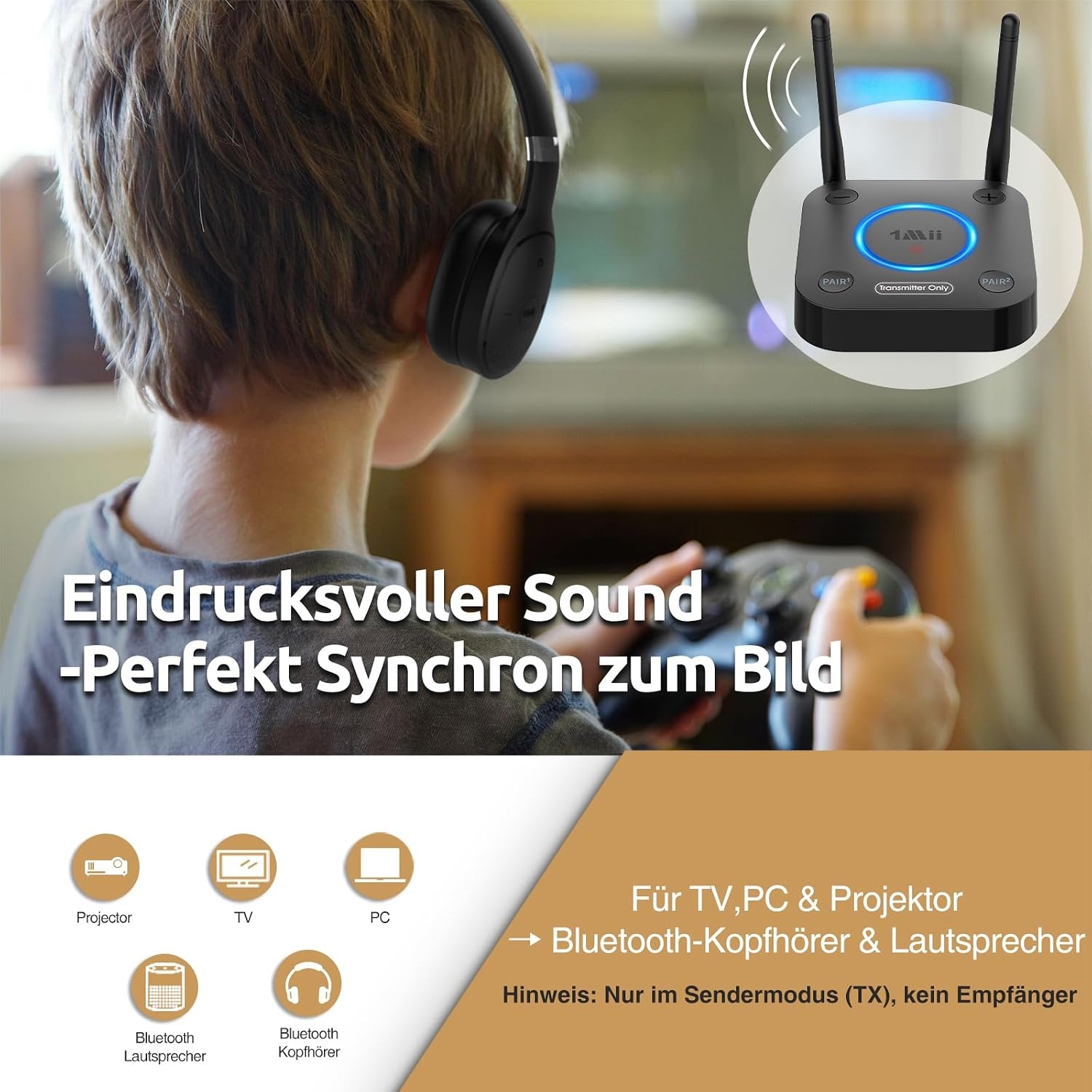 Bluetooth 5.3 TV-Sender aptX HD/LL - Dual Link - 32% Rabatt