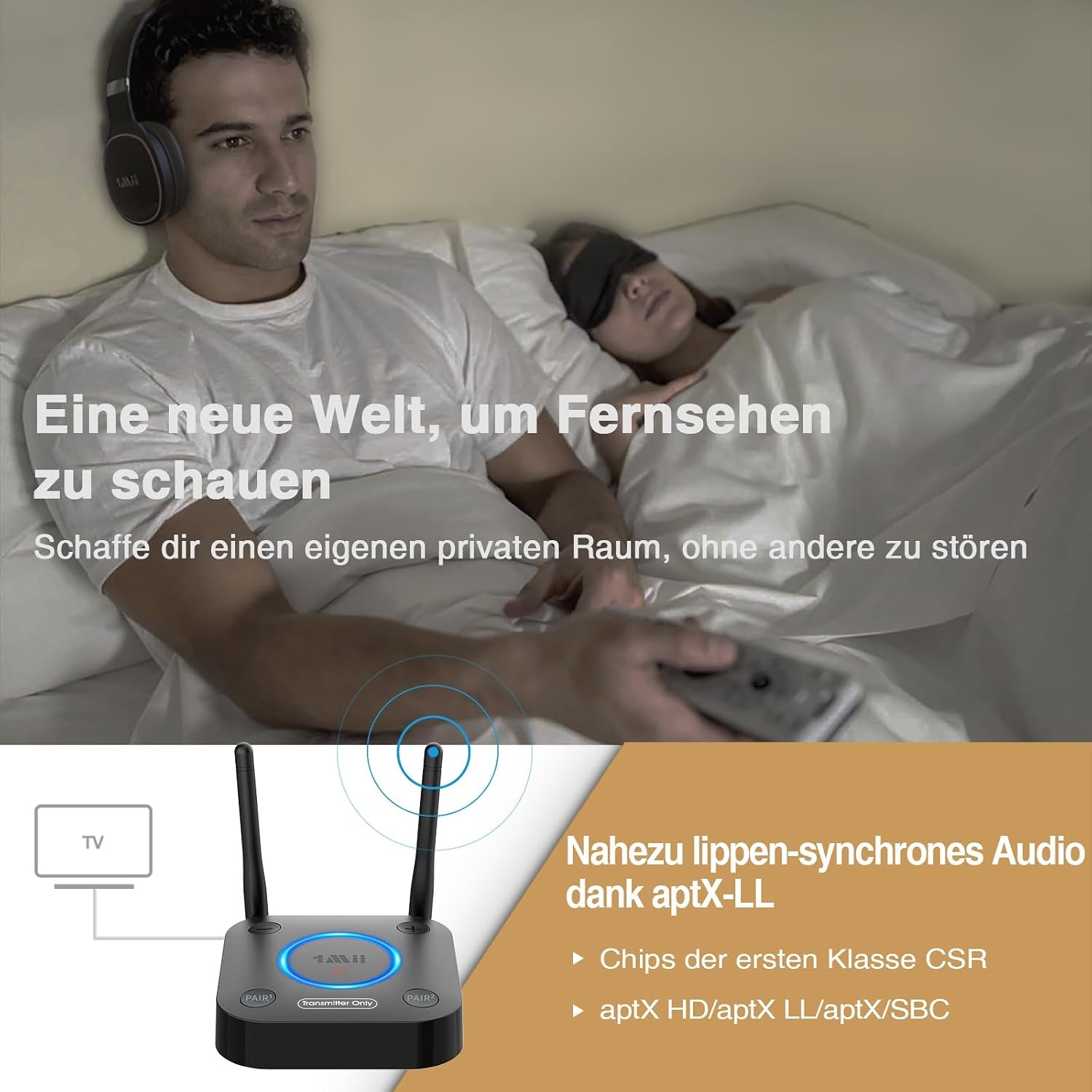 Bluetooth 5.3 TV-Sender aptX HD/LL - Dual Link - 32% Rabatt