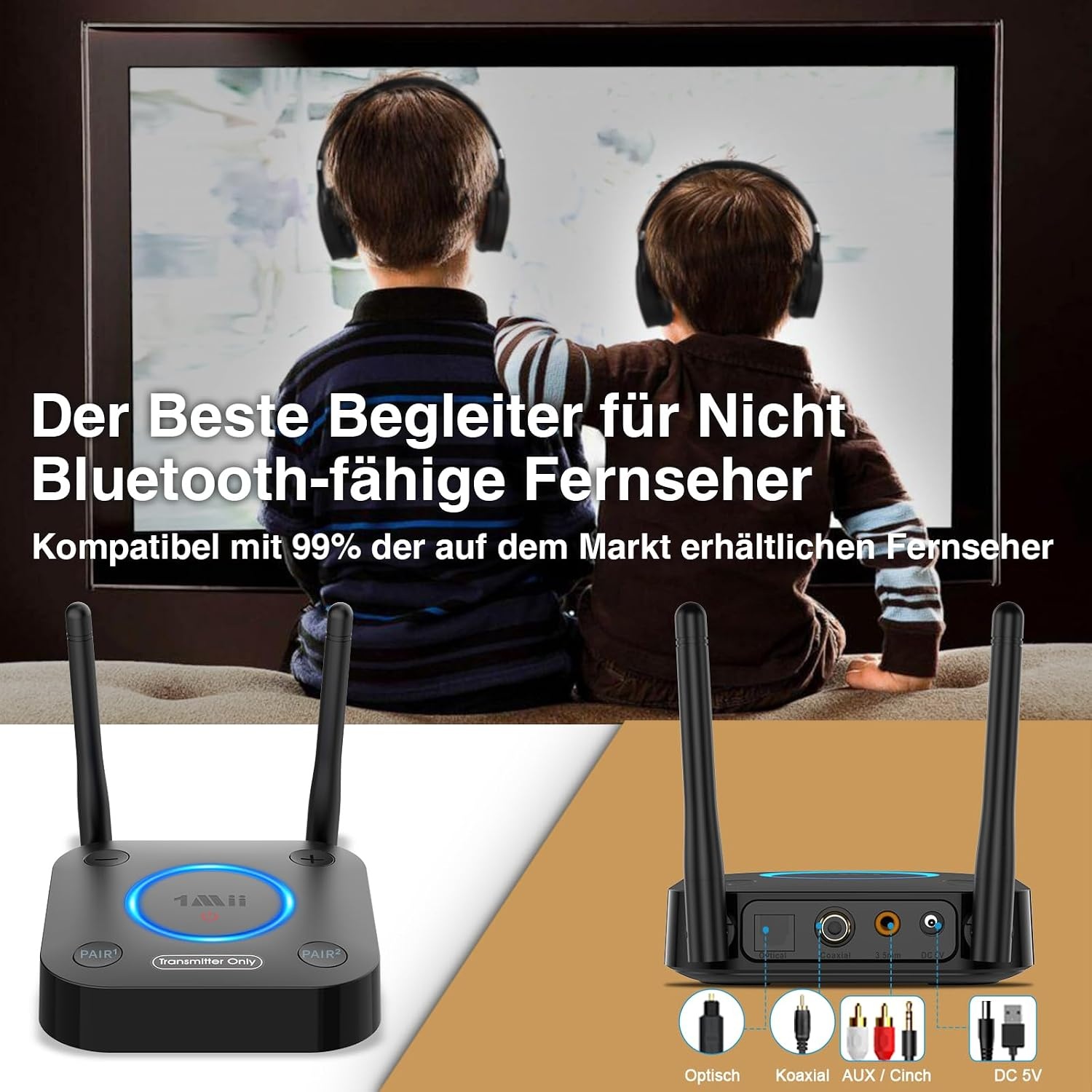 Bluetooth 5.3 TV-Sender aptX HD/LL - Dual Link - 32% Rabatt