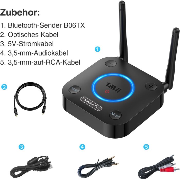 Bluetooth 5.3 TV-Sender aptX HD/LL - Dual Link - 32% Rabatt