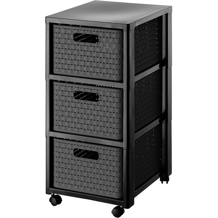 Rollcontainer 3 Schubladen Rattan-Optik Weiß - 32% Rabatt - Outlet