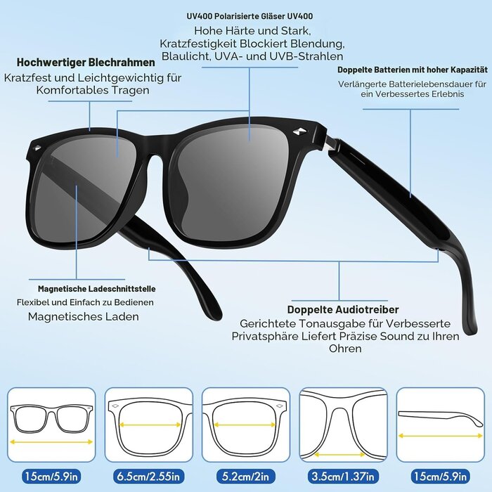 Smarte KI-Sonnenbrille mit Bluetooth 5.3 & UV400-Schutz - 32% Rabatt