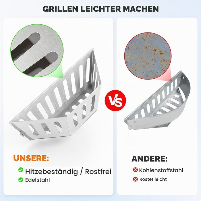 Holzkohlekörbe Edelstahl für 57/67 cm Kugelgrills - 32% Rabatt