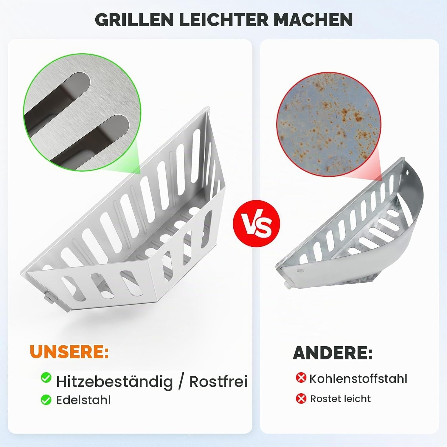 Holzkohlekörbe Edelstahl für 57/67 cm Kugelgrills - 32% Rabatt