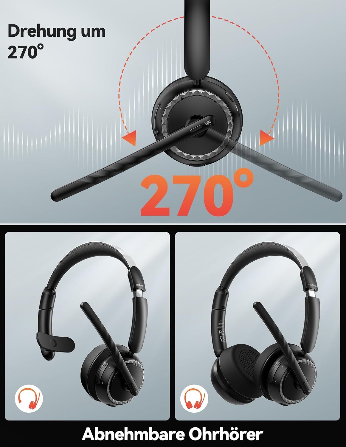 On-Ear Bluetooth 5.3 Headset mit KI-Mikrofon & Ladestation - 33% Rabatt