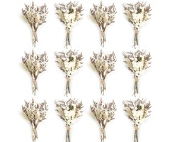 12 Mini-Trockenblumensträuße, Weiß, 18-20 cm - 40% Rabatt