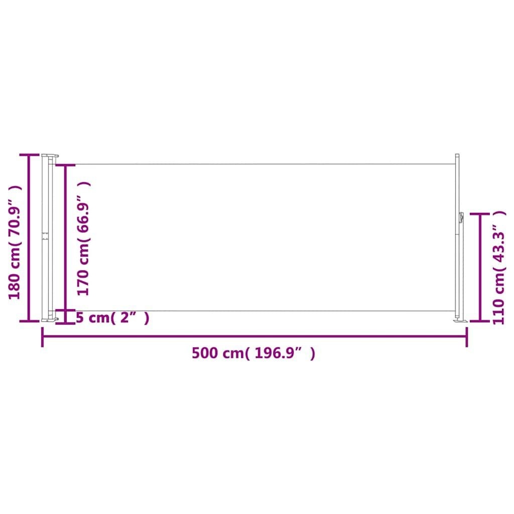 Ausziehbare Seitenmarkise 180x500 cm Grau - 34% Rabatt auf Rückläufer