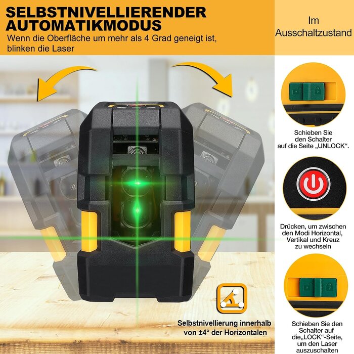 Kreuzlinienlaser mit Stativ & Akku - 33% Rabatt auf Retourenware