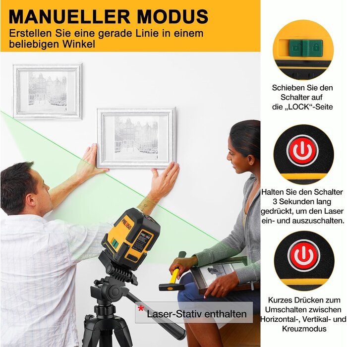 Kreuzlinienlaser mit Stativ & Akku - 33% Rabatt auf Retourenware