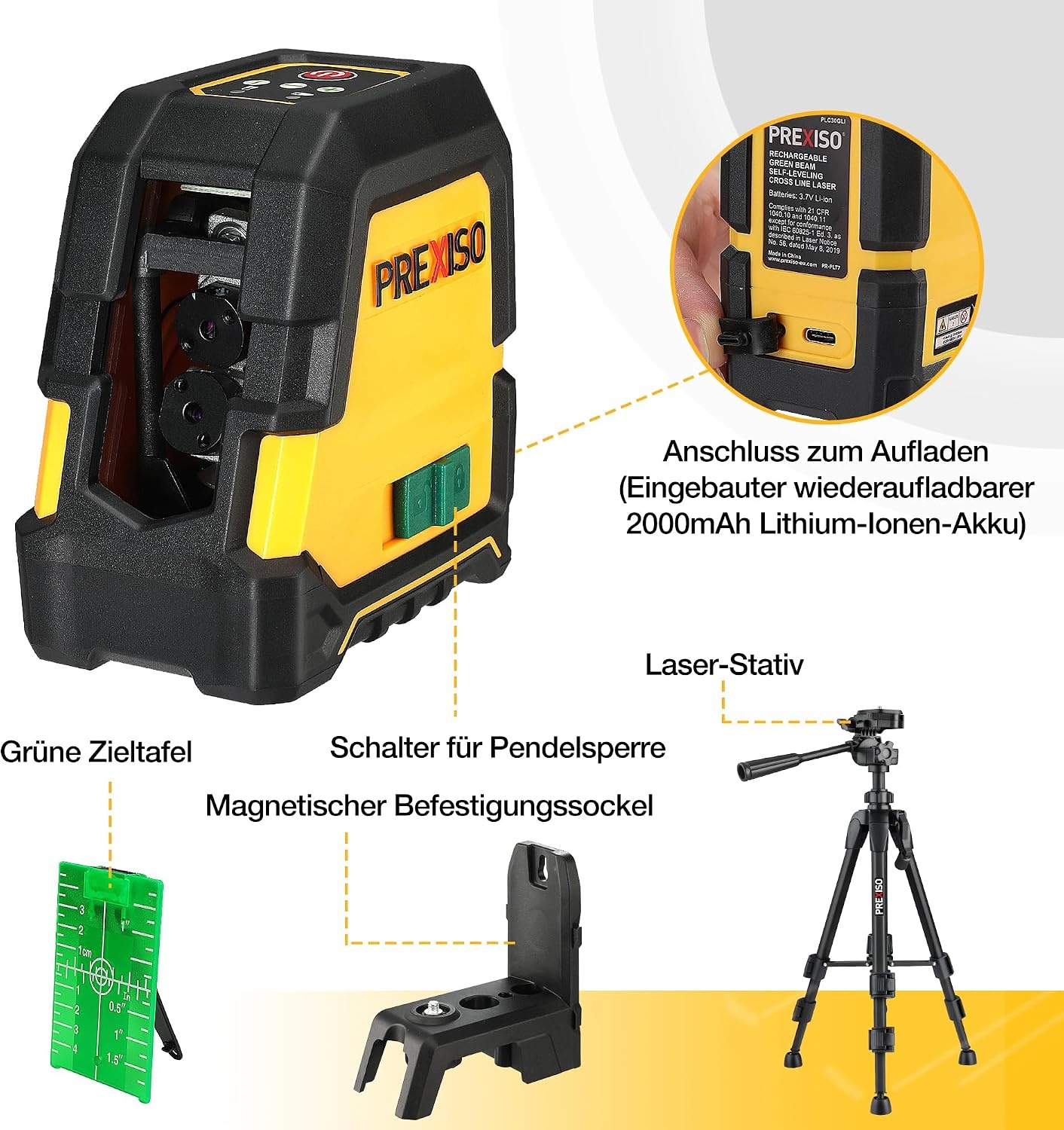 Kreuzlinienlaser mit Stativ & Akku - 33% Rabatt auf Retourenware
