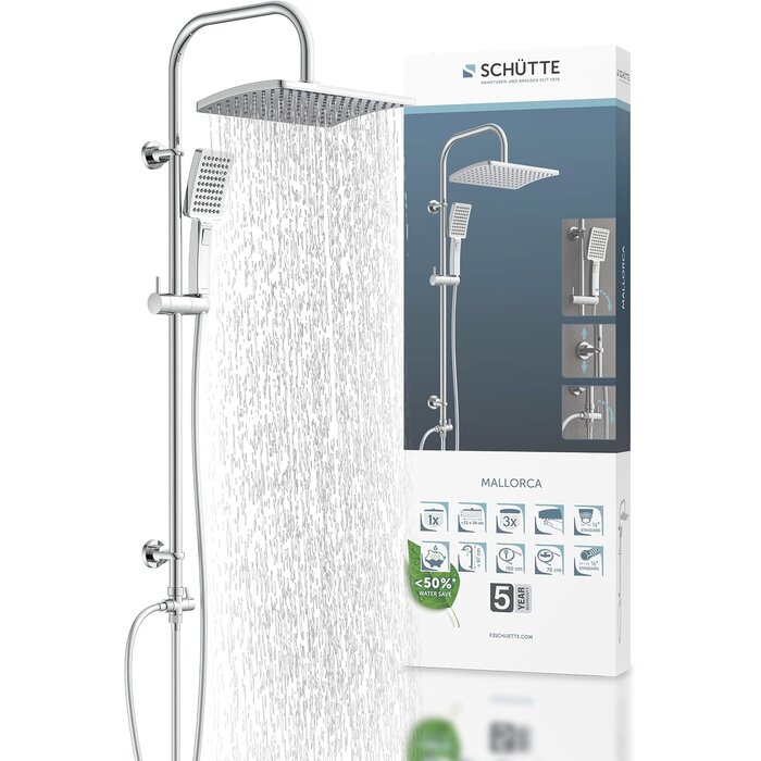 Duschsystem mit Regendusche & Handbrause - 34% Rabatt - Chrom - höhenverstellbar