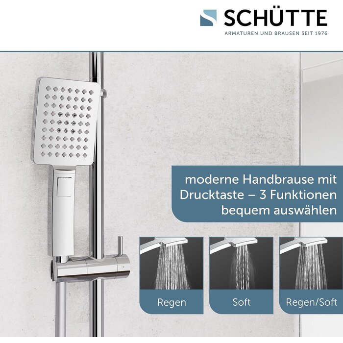 Duschsystem mit Regendusche & Handbrause - 34% Rabatt - Chrom - höhenverstellbar
