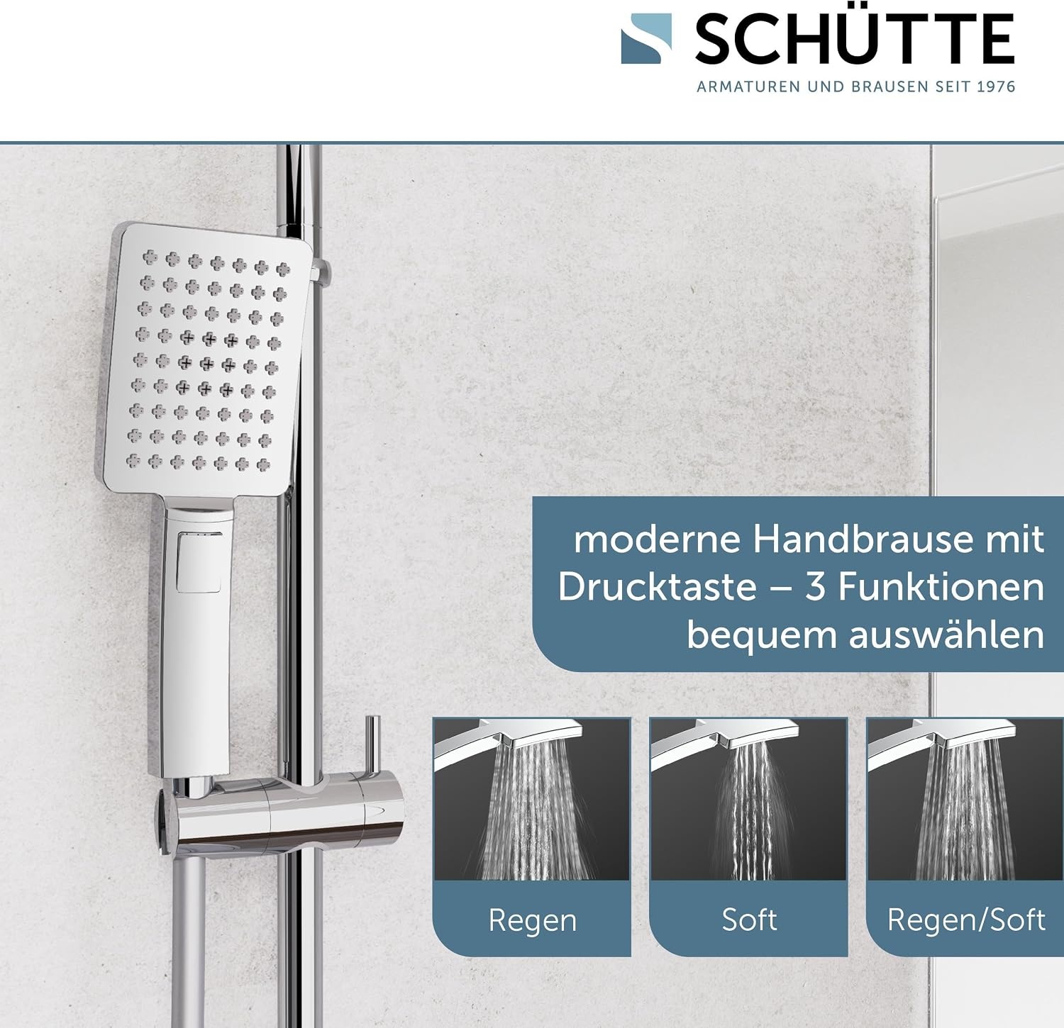 Duschsystem mit Regendusche & Handbrause - 34% Rabatt - Chrom - höhenverstellbar